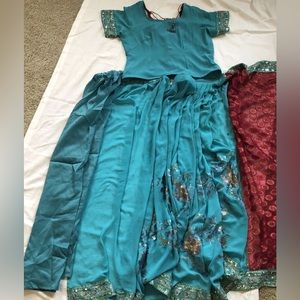 Sari Indian Pakistani Designer Party Wear Saree With Embroidery ( pre owned).